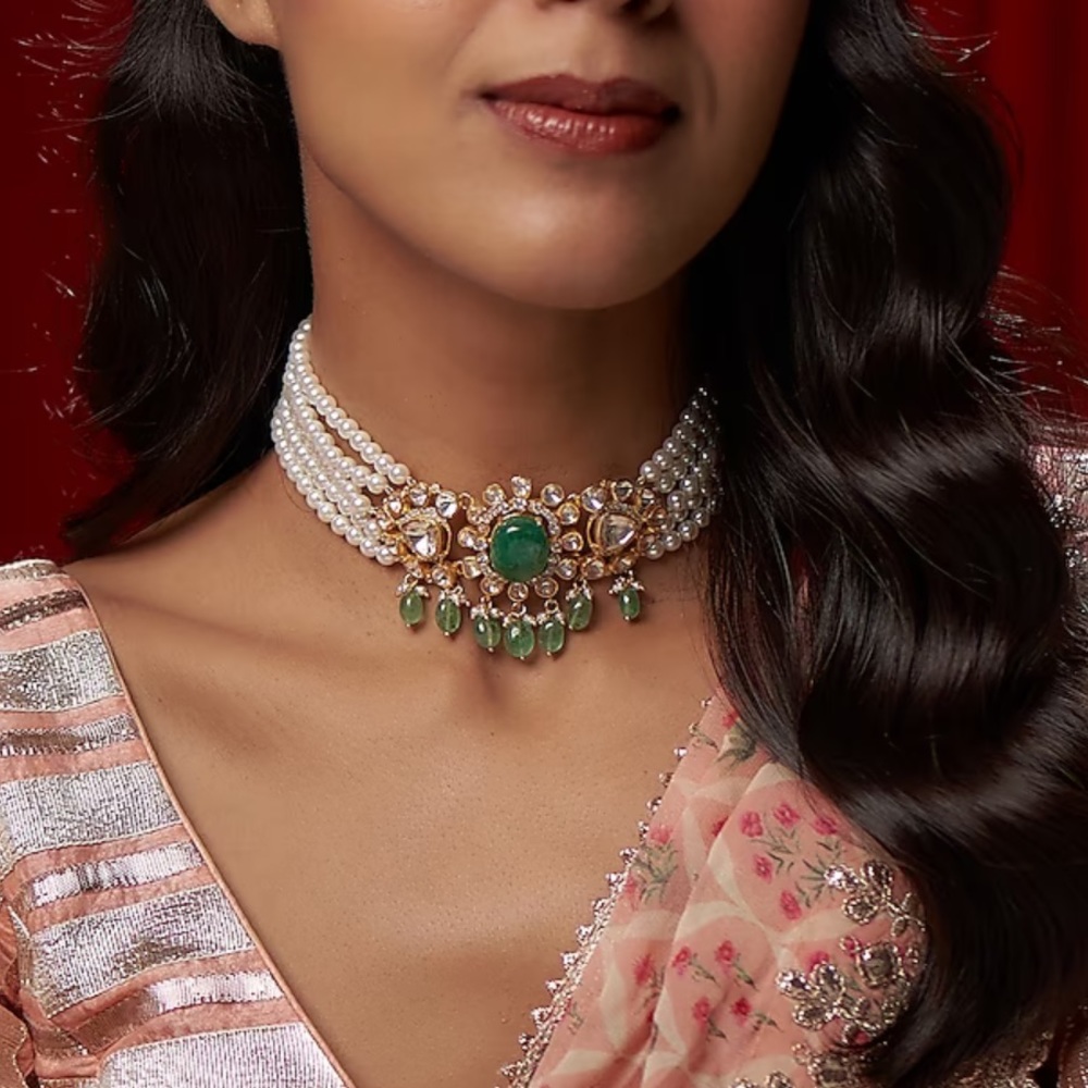 Pearl choker and earring set